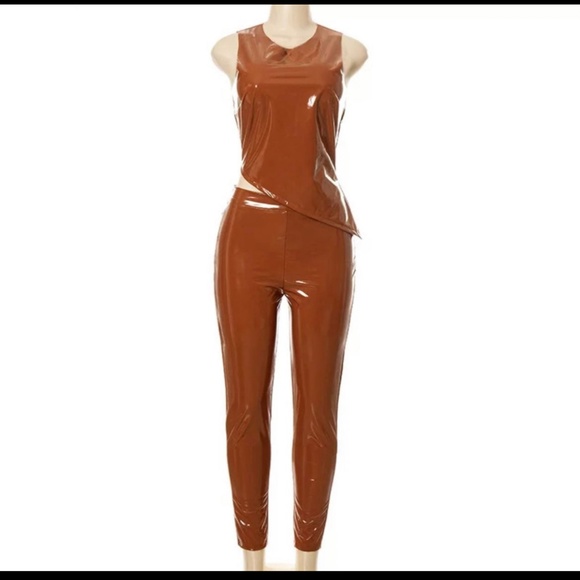 SEXY PU LEATHER 2PC PANTS SET